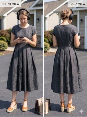 DE Collection Winter Frolic Dress Womens S Black Metallic Shiny Pleated Flare